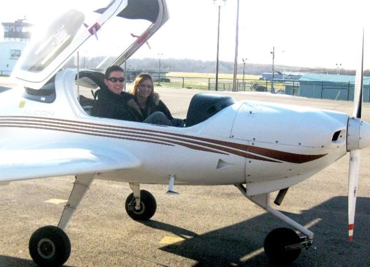 Matt and Vanessa in one of the planes Vanessa flew for her Air Traffic Control program.